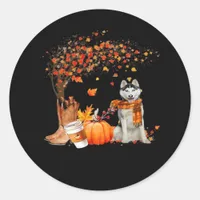 It’s Fall Y’all Dog Autumn Aesthetic Style Classic Round Sticker