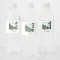 Pine Forest Rustic Wedding Water Bottle Label