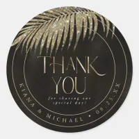 Jewel Palm Leaf Wedding Thank You Gold ID830 Classic Round Sticker