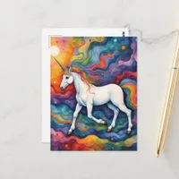Beautiful Colorful Unicorn Fantasy Postcard