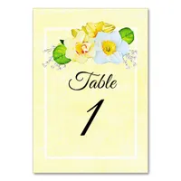 Yellow Daffodil Wedding Table Card Numbers