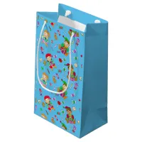 Girl and Boy Elves and Christmas Candy Whimsical Small Gift Bag