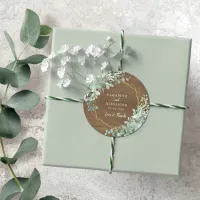 Rustic Wood Eucalyptus Greenery Watercolor Wedding Classic Round Sticker