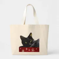 Black Cat Christmas Jumbo Tote Bag