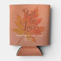 Fall in Love Terracotta Maple Leaf Wedding Favor Seltzer Can Cooler