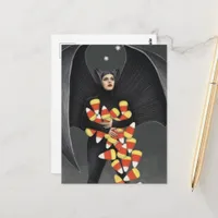 Funny Bat With Halloween Candy Postcard