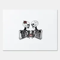 Romantic Skeleton Couple Gothic With Heart Hands Sign