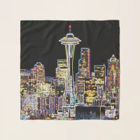 Dark be the Night - Luminous Seattle Skyline Scarf