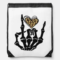 Skeleton Heart Hands Clean Graphic Mood Drawstring Bag