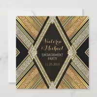 Art Deco Glamour Engagement Party Invitations