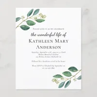 Budget Eucalyptus Celebration of Life Invitation