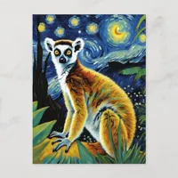 A Lemur in The Starry Night Postcard