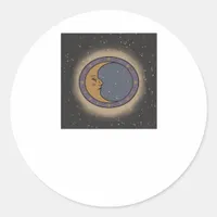 Whimsigoth Moon Print Classic Round Sticker