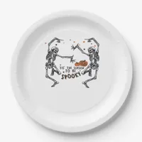 Tis The Season To Spooky Halloween Skeleton Retro  Paper Plates