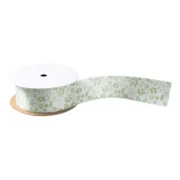 Pretty Pale Lime Green Tropical Spring Flowers Satin Ribbon