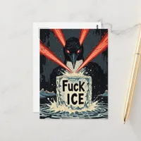 Angry laser eyes MN Loon melting ice Postcard