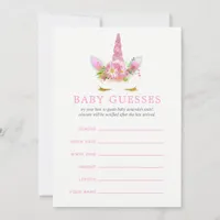 Pink & Gold Floral Unicorn Girl Baby Guesses