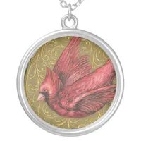 Vintage Cardinal Silver Plated Necklace