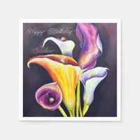 Calla Lillies Watercolor Handpainted Napkins