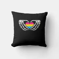 Pan Pride Skeleton Halloween Pan Goth Heart Throw Pillow