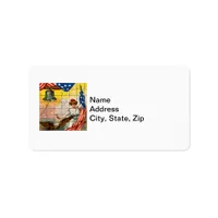 Vintage Lady, Eagle, Flag and Liberty Bell Mosiac Label