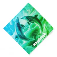 Monogram Blue & Green Dolphins Ocean | Bandana