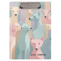 Dog Pattern Pastel Colors Minimalist Illustration Clipboard