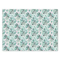 Teal Christmas Holly Berries Pattern#17 ID1009 Tissue Paper