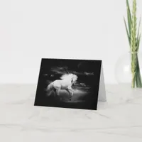 White Horse in Black and White Thank You Card