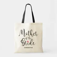 Modern Calligraphy Red Heart Mother of the Bride Tote Bag