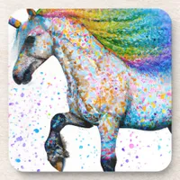 Colorful Appaloosa Unicorn Beverage Coaster