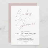 Modern Dusty Pink Rose Baby Girl Shower Invitation