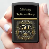 Elegant Golden 50th Anniversary Design Zippo Lighter