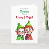 Old-Fashioned Christmas Elf Cheery and Bright Holiday Card