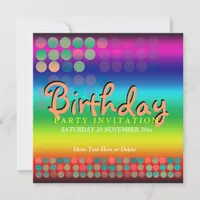 Rainbow Funtimes Birthday Party Invitation