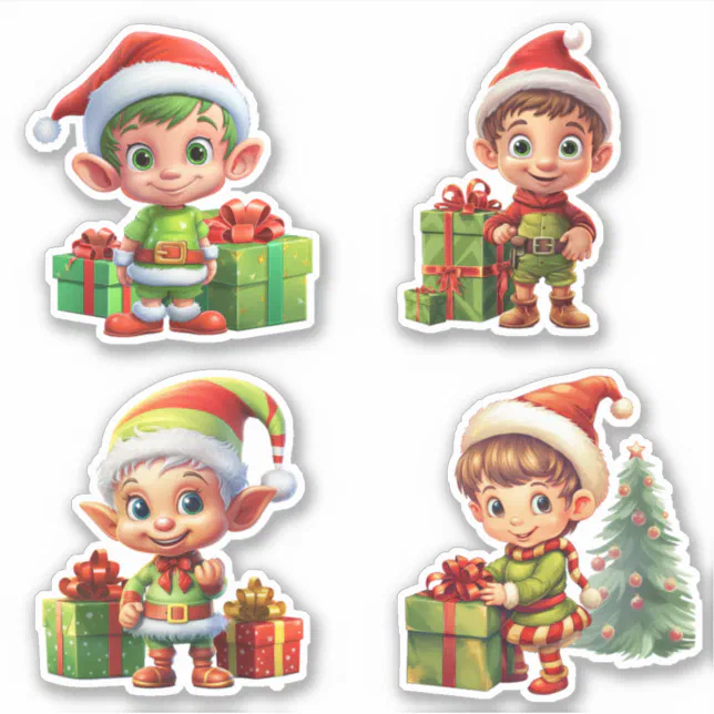 Cute Elf Gift Packing for Christmas Happy Holidays Sticker