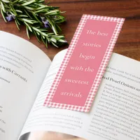 Pink Gingham inspirational Quote Baby Shower Favor Bookmarks