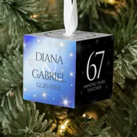 Elegant 67th Star Sapphire Wedding Anniversary Cube Ornament