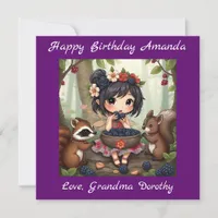 Chibi Fairy Birthday | Coloring page Card