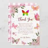 Pink gold purple elegant butterfly girl birthday thank you card