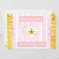 Pretty Honey Bee Pink Girl's Baby Shower Invites