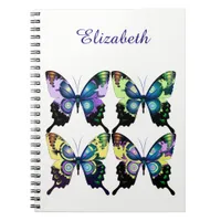 Aqua, Pink, and Yellow -  Elegant Butterflies Notebook