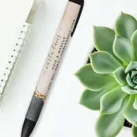 Watercolor Pink Black Gold Marble Script Salon Pen
