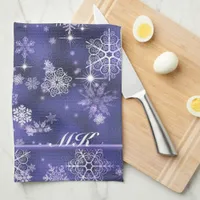 Prettiest Snowflakes Pattern Violet ID846 Kitchen Towel