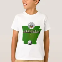 Arkansas Map, Seal and State Faux Quarter T-Shirt