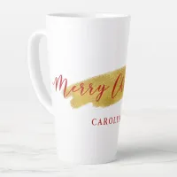 Stylish Gold Foil Merry Christmas Typography Latte Mug