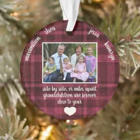 Photo Grandchildren Close to Your Heart Plaid Xmas Ornament