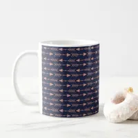 Girly Navy Blue Rose Gold Foil Tribal Arrows Coffee Mug