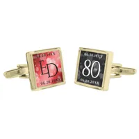 Elegant 80th Ruby Wedding Anniversary Celebration Cufflinks