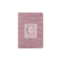 Personalized Girly Blush Pink Glitter Monogram Passport Holder